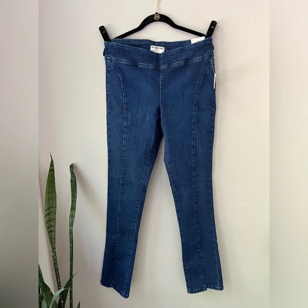 🦋FREE PEOPLE WE THE FREE DOUBLE DUTCH PULL ON SLIT SKINNY JEANS M - Picture 5 of 6